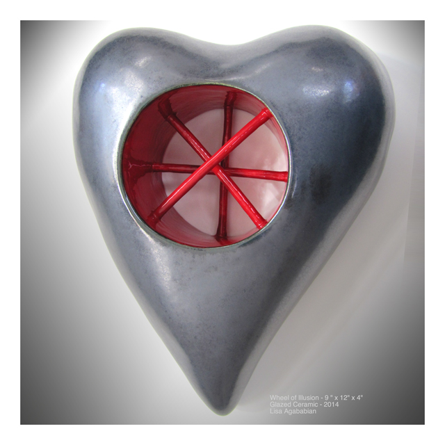 Wheel Of Illusion Wall Heart Sculpture