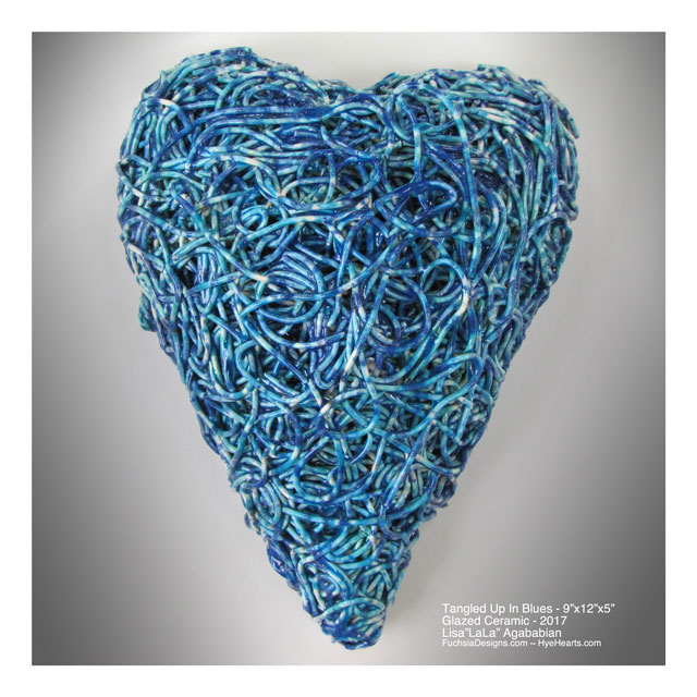 2017 Tangled Up In Blues Large Heart Wall Sculpture
