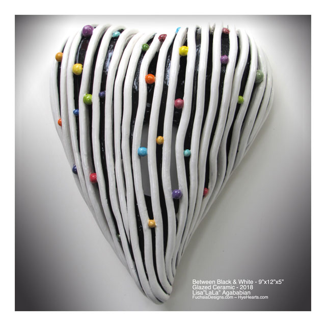 2018 Between Black & White Heart Wall Sculpture
