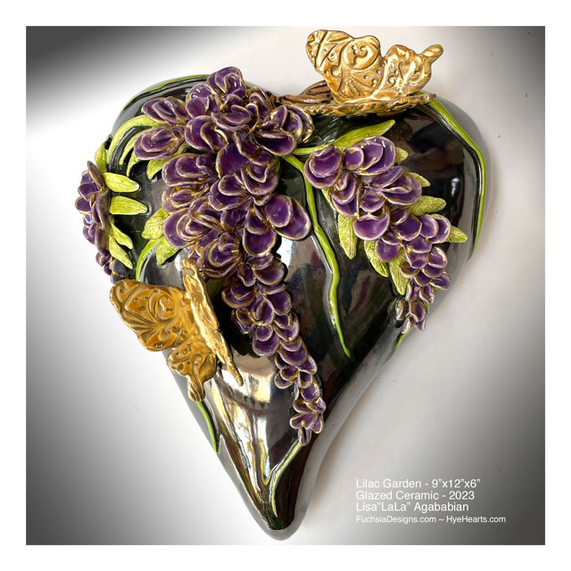 2023 Lilac Garden Ceramic Heart Sculpture